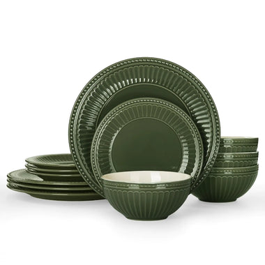 Green Stoneware Dining Set
