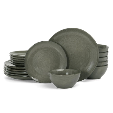 Dark Olive Stoneware Dinner Set