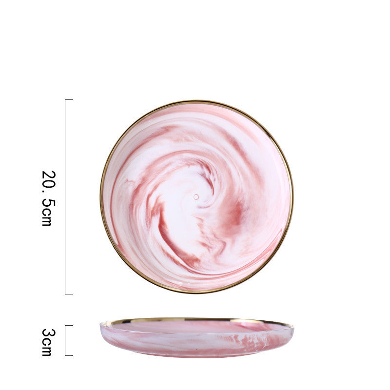 Pink Marble Ceramic Dinner Plates