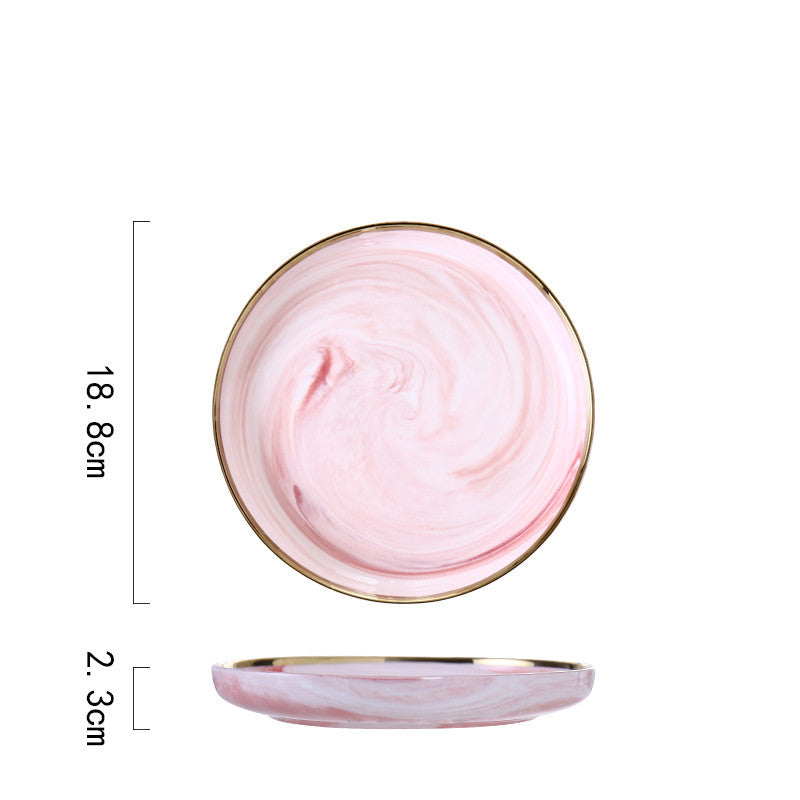 Pink Marble Ceramic Dinner Plates