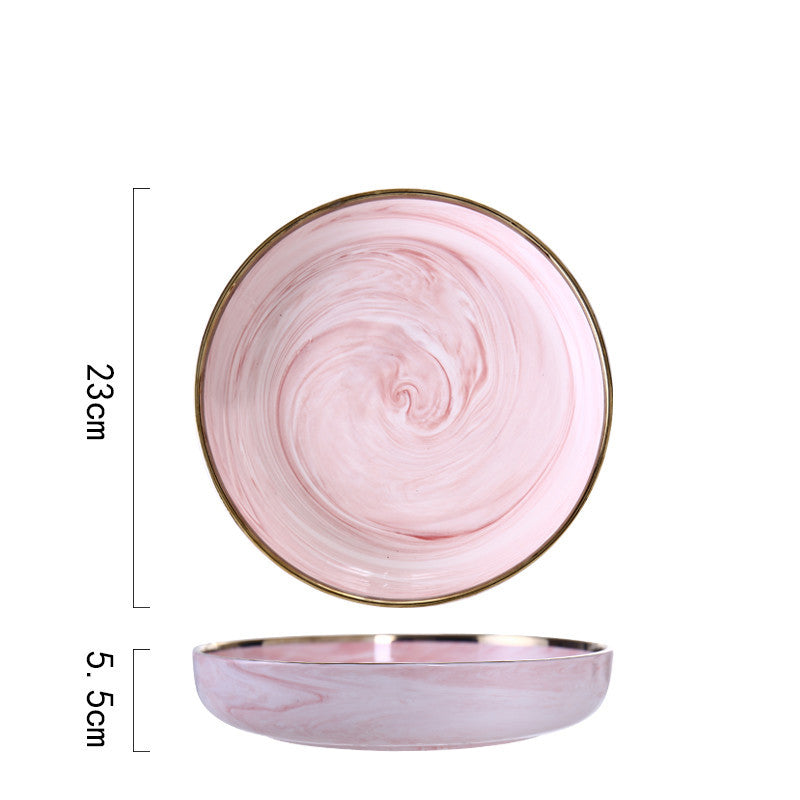 Pink Marble Ceramic Dinner Plates