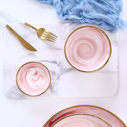 Pink Marble Ceramic Dinner Plates