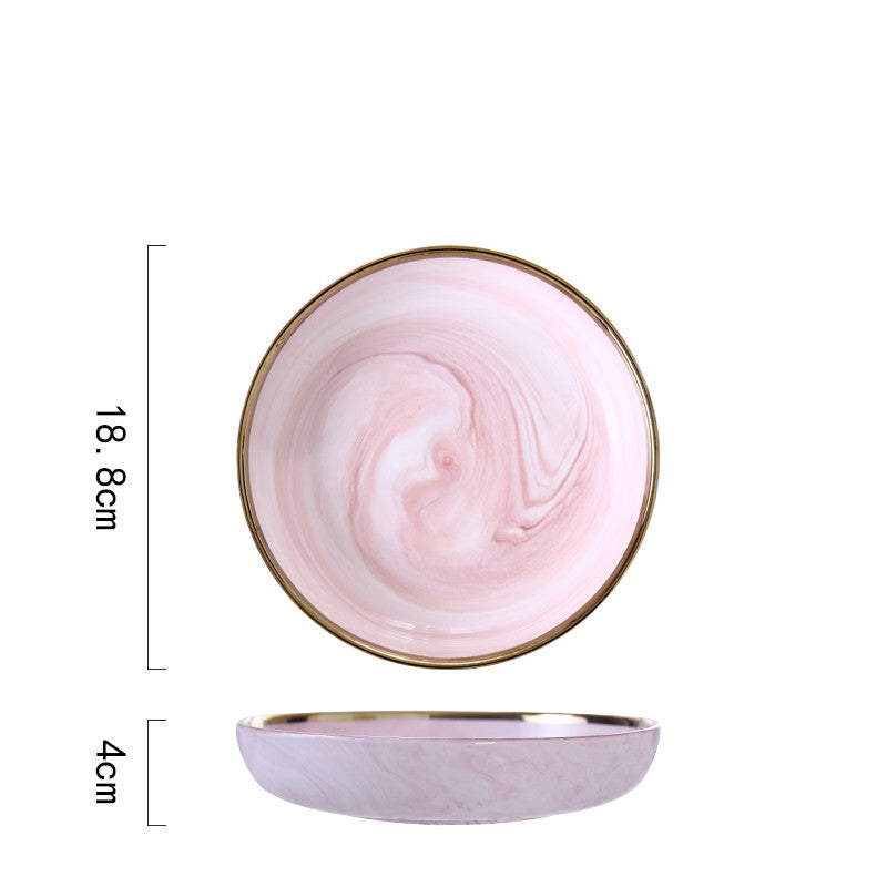 Pink Marble Ceramic Dinner Plates