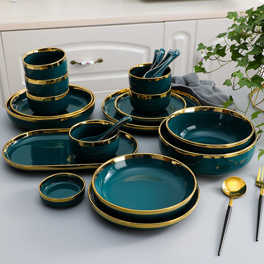 Peacock Green Dinner Set