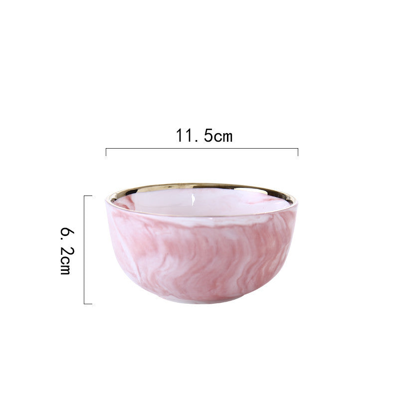 Pink Marble Ceramic Dinner Plates