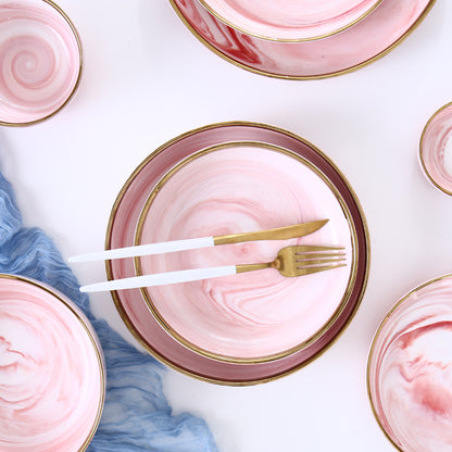 Pink Marble Ceramic Dinner Plates