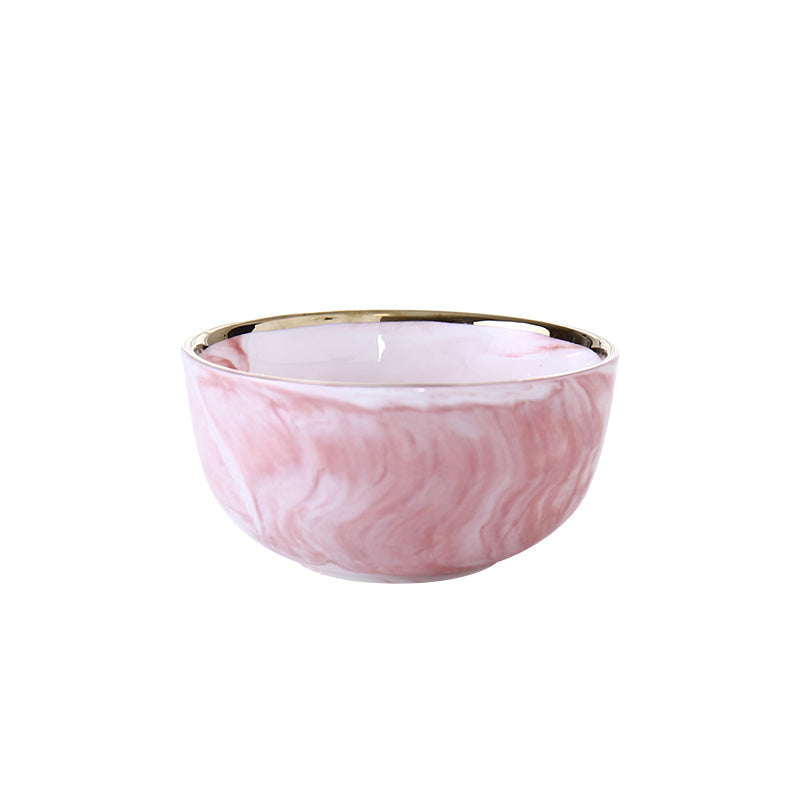 Pink Marble Ceramic Dinner Plates