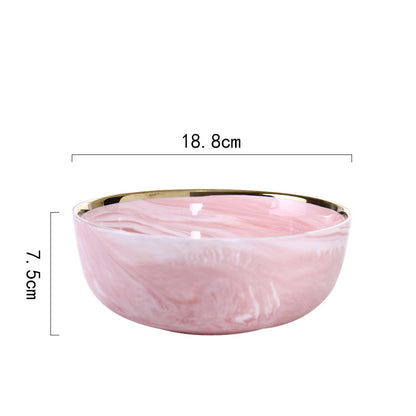 Pink Marble Ceramic Dinner Plates