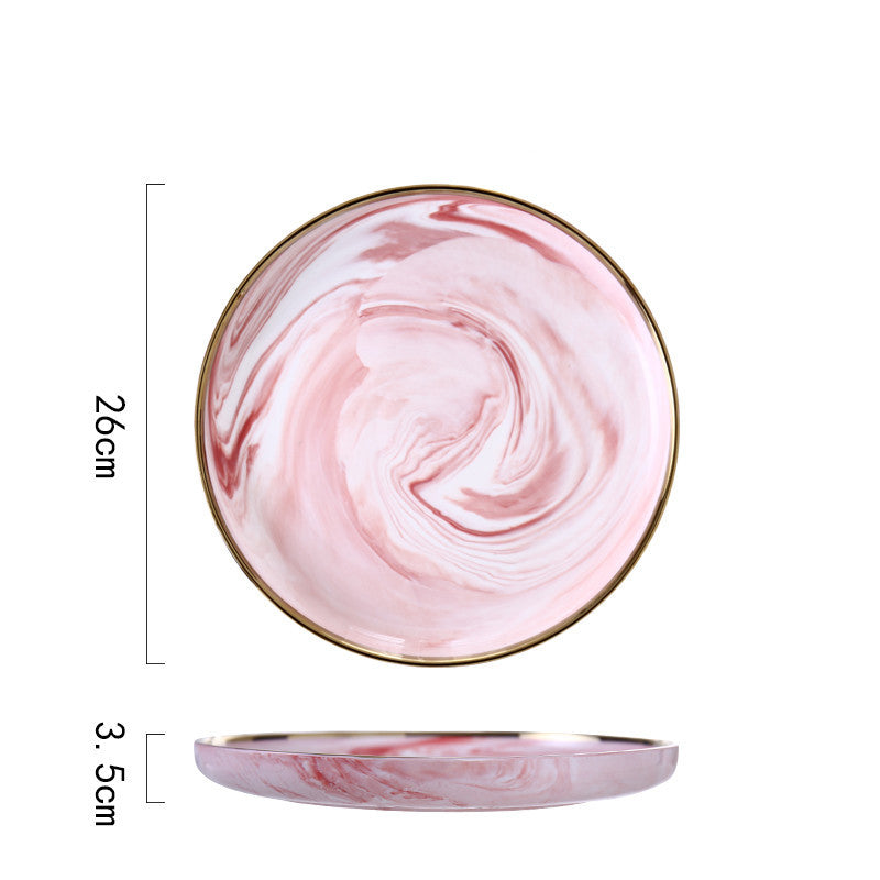 Pink Marble Ceramic Dinner Plates