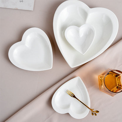 White Ceramic Heart-Shaped Plates