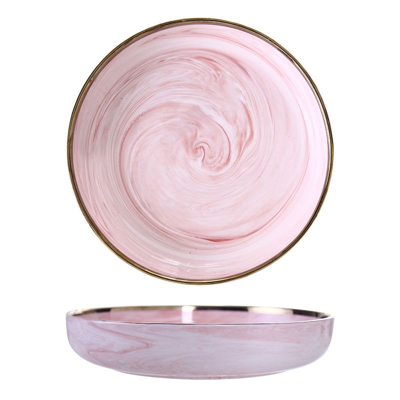 Pink Marble Ceramic Dinner Plates