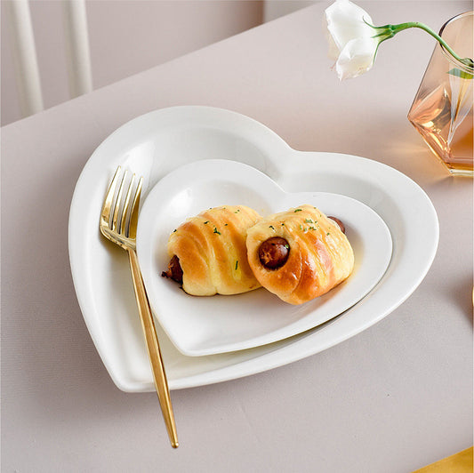 White Ceramic Heart-Shaped Plates