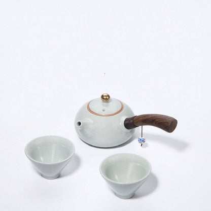 Ceramic Wooden Handle Teapot