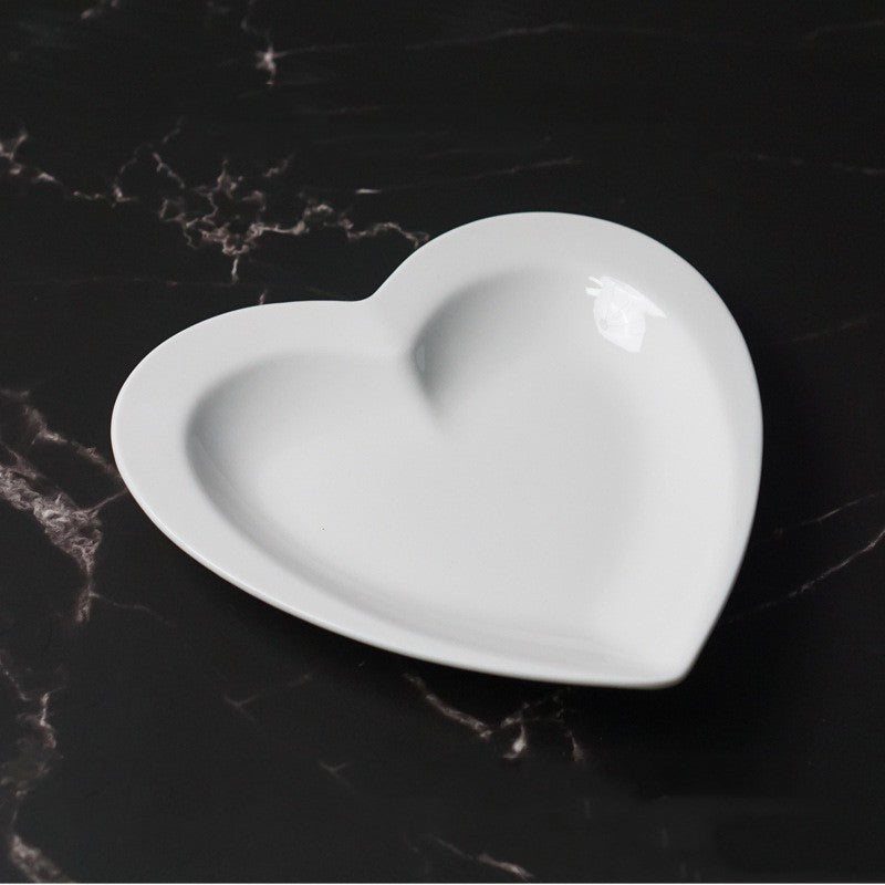 White Ceramic Heart-Shaped Plates